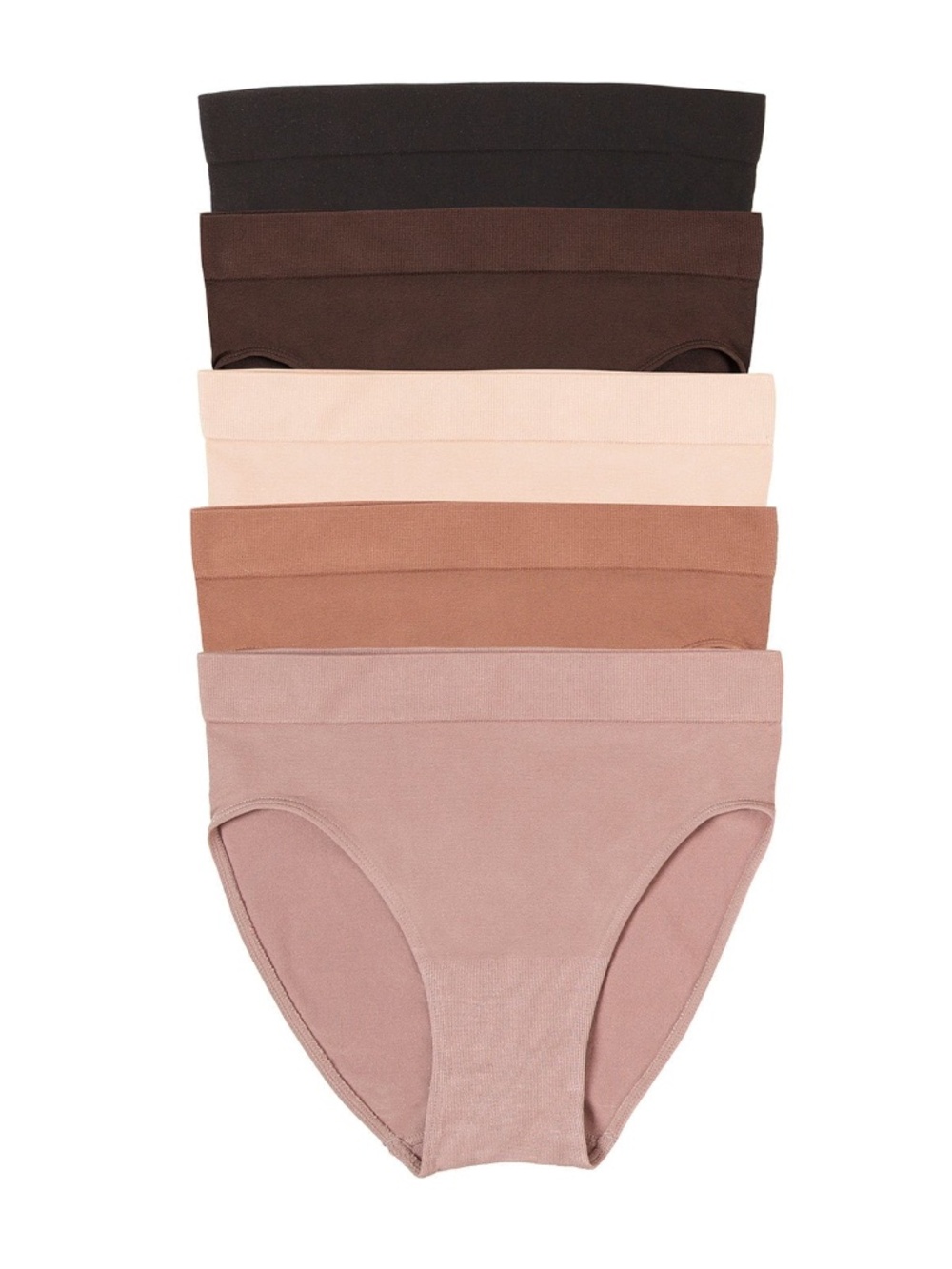 Felina Body Smooth Hi-Cut Seamless Brief 5-Pack Size SmallCocoa Beans / Small